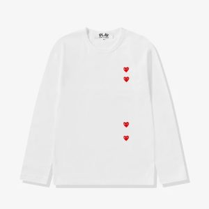 Play Multi Red Heart Longsleeve T-Shirt White